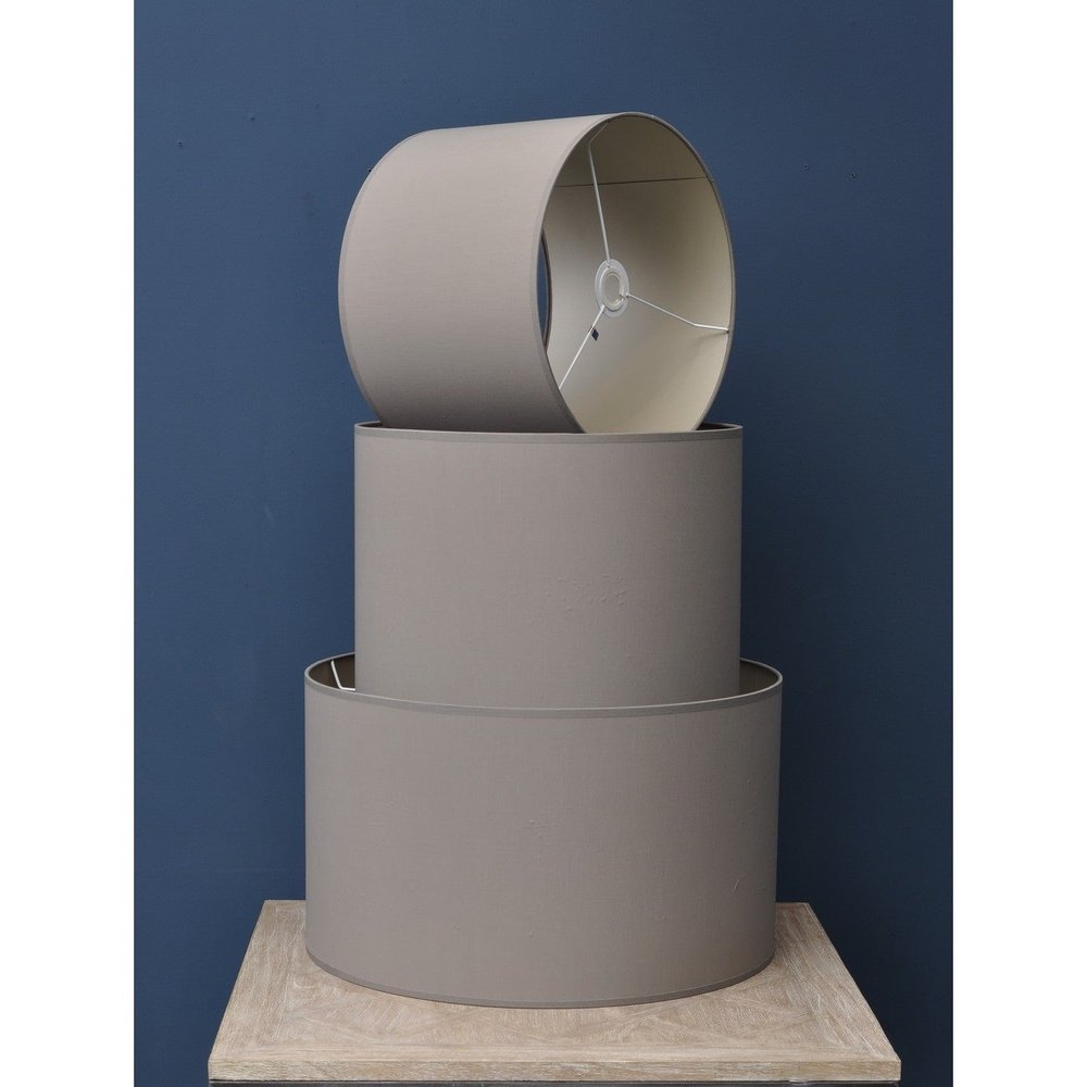 Product photograph of Libra Urban Botanic Collection - Lined Drum 20 Lampshade Taupe And Champagne from Olivia's.