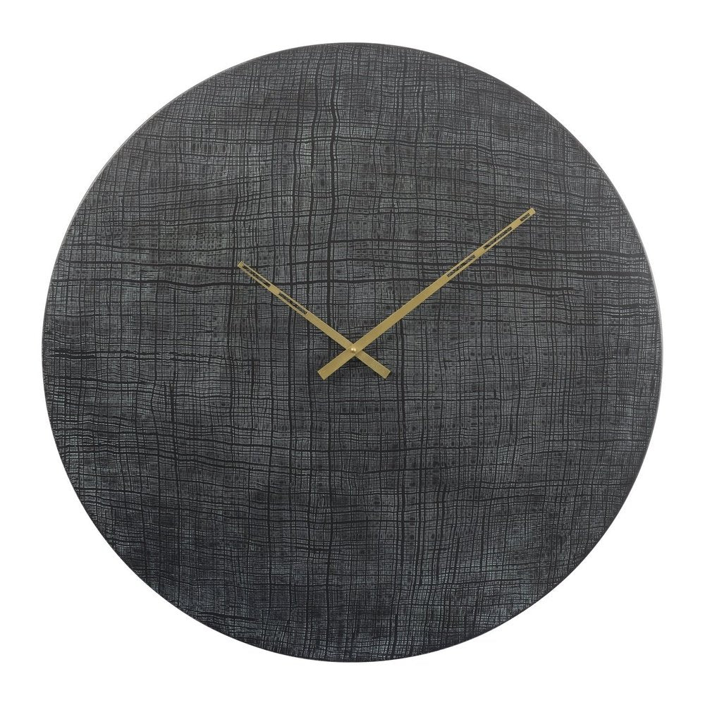 Product photograph of Libra Urban Botanic Collection - Textured Aluminium Wall Clock Black And Green from Olivia's