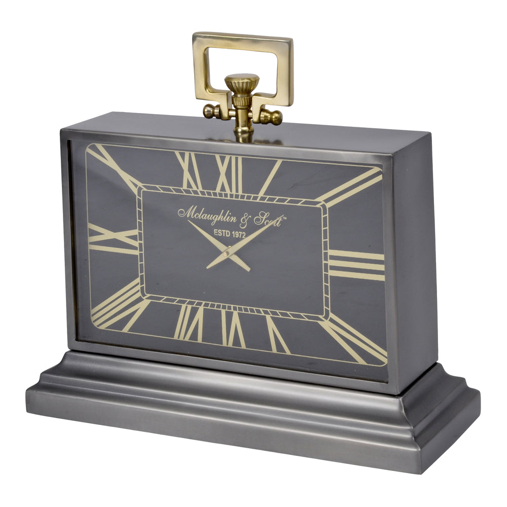 Product photograph of Libra Urban Botanic Collection - Iconic Latham Medium Black And Gold Aluminium Clock from Olivia's