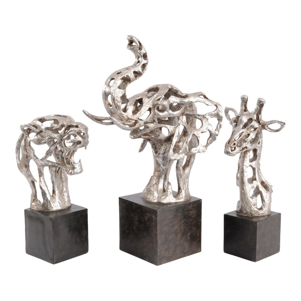 Product photograph of Libra Midnight Mayfair Collection - Addo Abstract Giraffe Head Sculpture Silver from Olivia's.