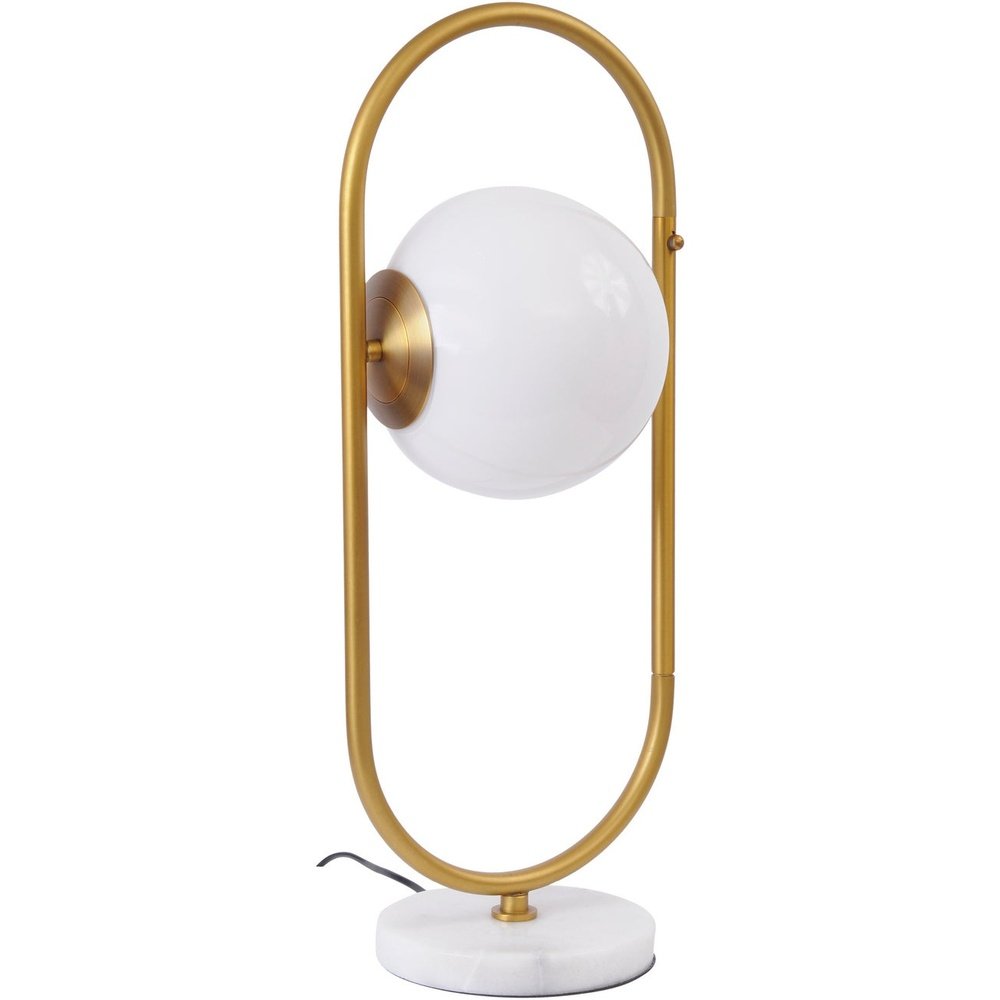 Product photograph of Libra Urban Botanic Collection - Orbital Milk Glass Table Lamp Brass And Marble from Olivia's.