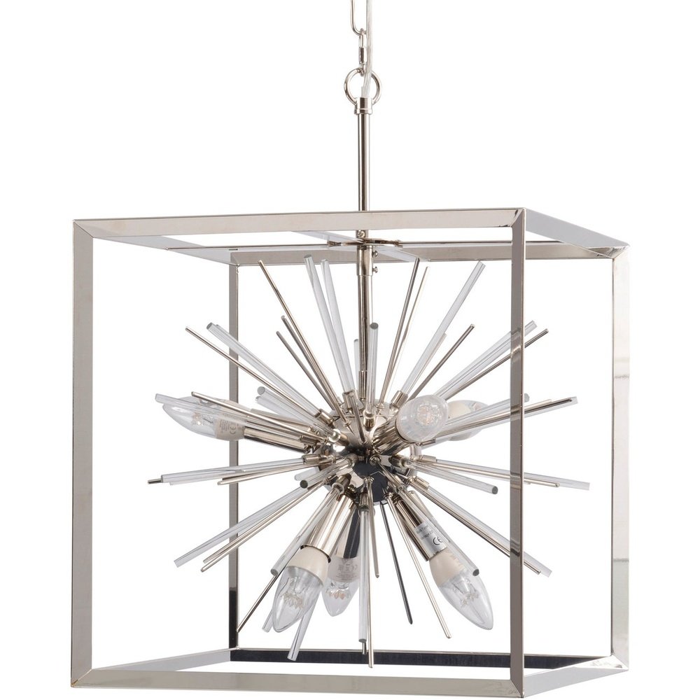Product photograph of Libra Midnight Mayfair Collection - Small Starburst Chandelier Silver from Olivia's