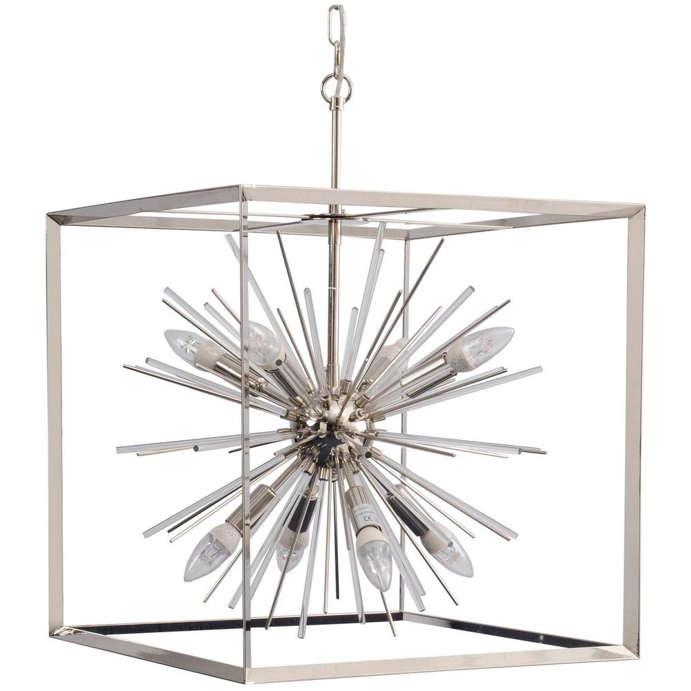 Product photograph of Libra Midnight Mayfair Collection - Large Starburst Chandelier Silver from Olivia's