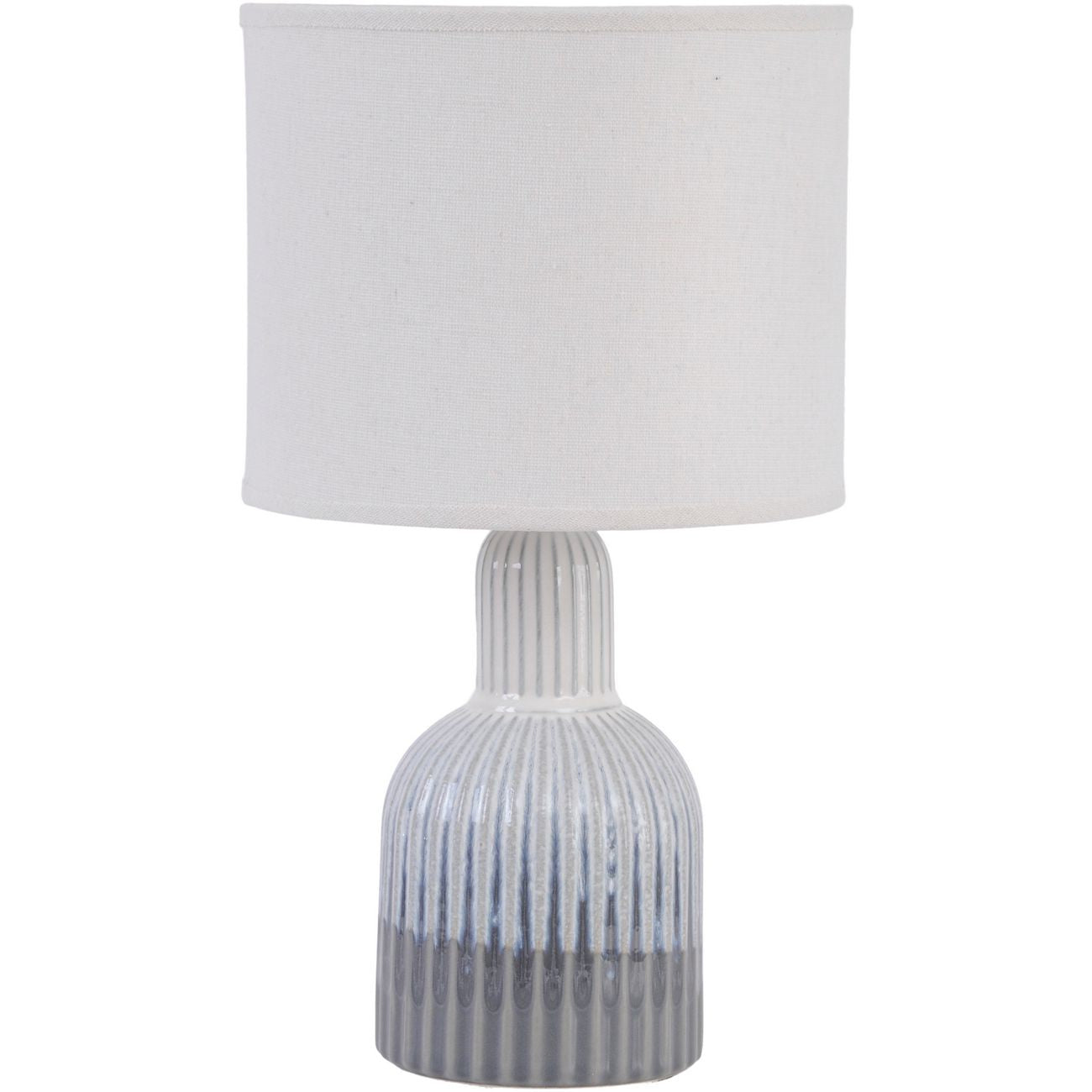Libra Porcelain Lamp Ribbed Detailing Shade Large Grey White