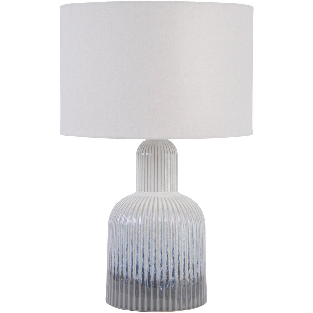 Product photograph of Libra Interiors Porcelain Lamp Ribbed Detailing Shade Small Grey White from Olivia's