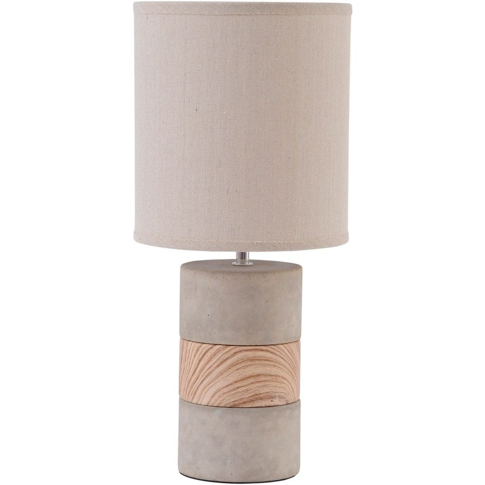 Product photograph of Libra Interiors Concrete And Wood Table Lamp With Natural Shade from Olivia's