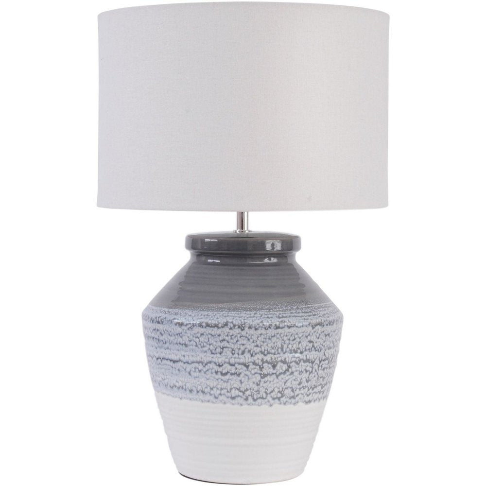 Libra Skyline Grey And Blue Ceramic Table Lamp With Shade E27 60w Outlet