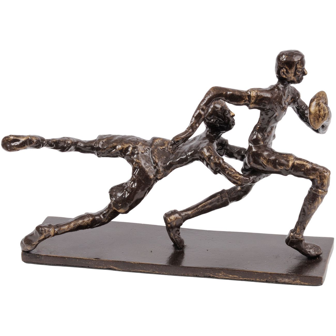 Product photograph of Libra Calm Neutral Collection - Rugby Tackle Sculpture Bronze from Olivia's