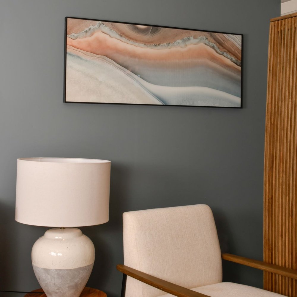 Product photograph of Libra Calm Neutral Collection - Soft Agate Glass Wall Art Pink And Blue from Olivia's.