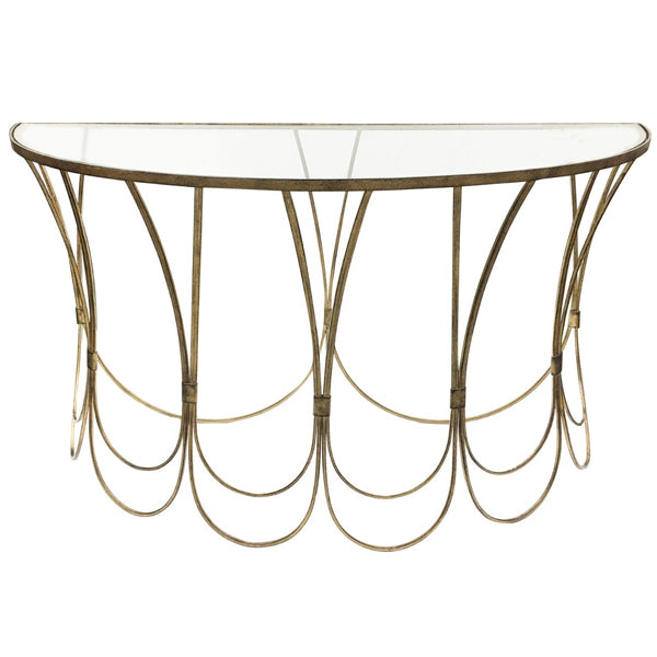 Libra Deco Champagne Iron Console Table Outlet