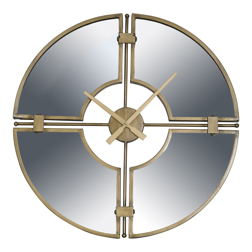 Libra Destiny Gold Round Mirrored Wall Clock In Gold Finish
