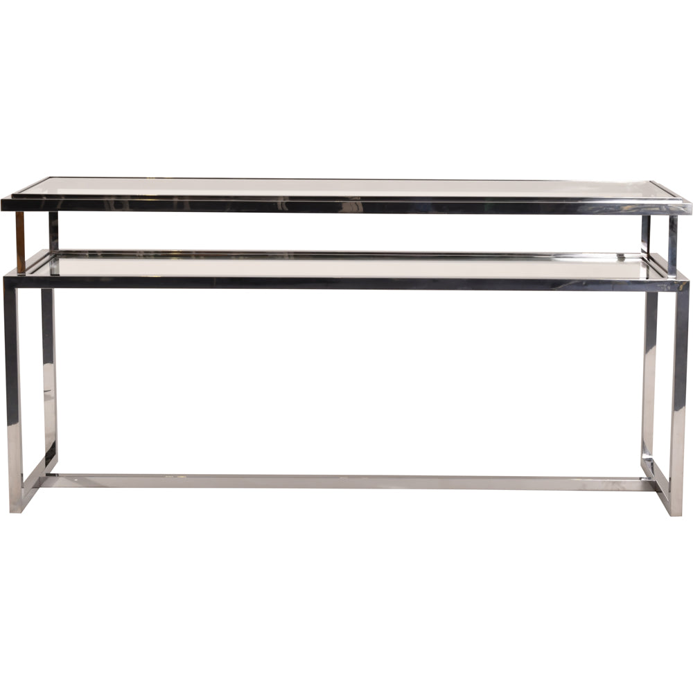 Product photograph of Libra Interiors Belgravia Stainless Steel And Glass Console Table from Olivia's.