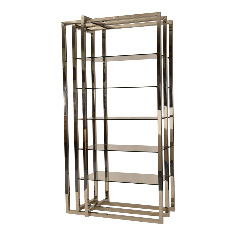 Product photograph of Libra Midnight Mayfair Collection - Belgravia Steel And Glass Display Unit from Olivia's.