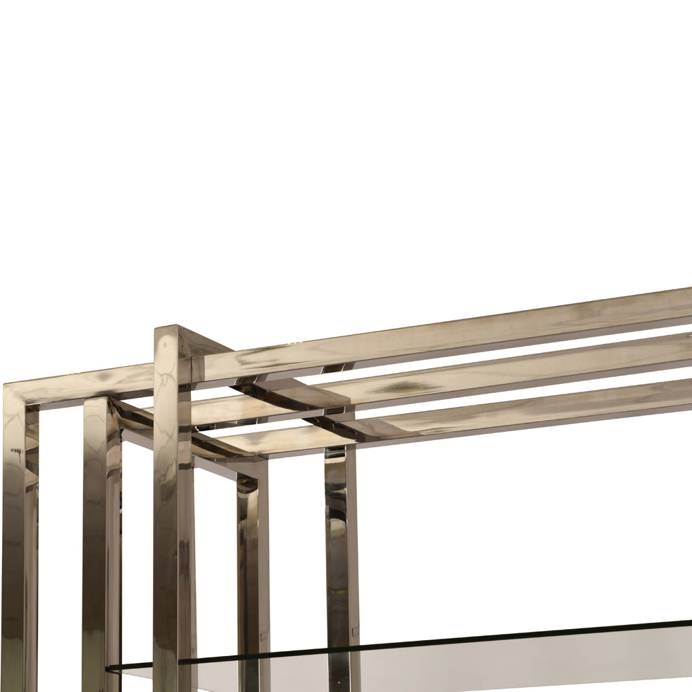 Product photograph of Libra Midnight Mayfair Collection - Belgravia Steel And Glass Display Unit from Olivia's.