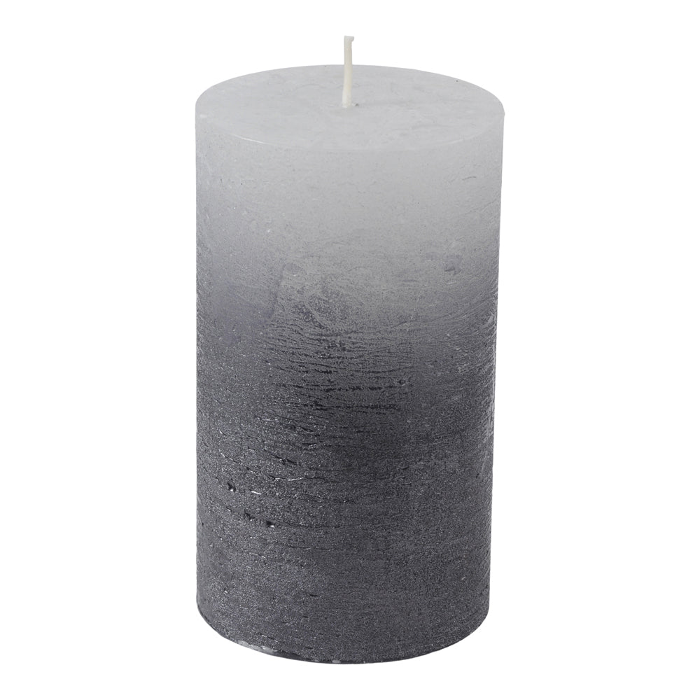 Product photograph of Libra Interiors White Pillar Candle With Metallic Black Ombre Base 7x12 Cm from Olivia's