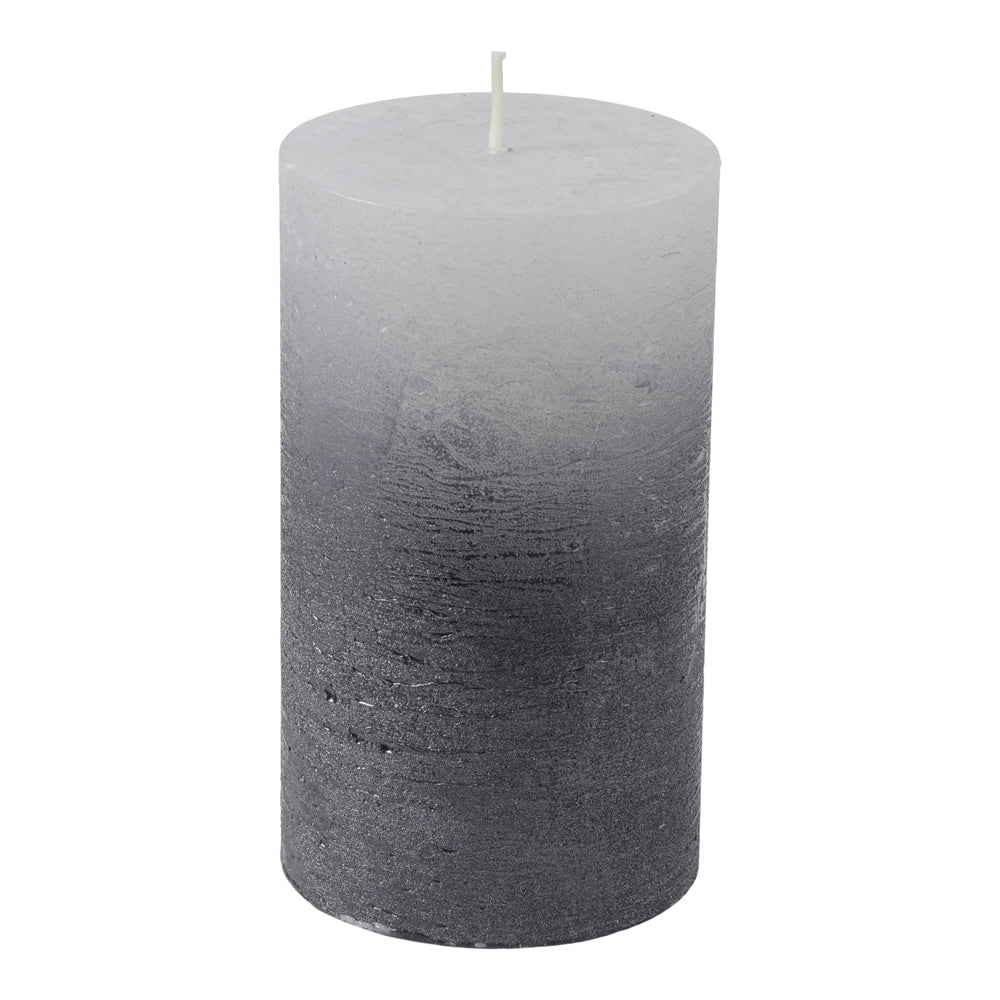 Product photograph of Libra Midnight Mayfair Collection - White Pillar Candle With Metallic Black Ombre Base 7x19 Cm from Olivia's