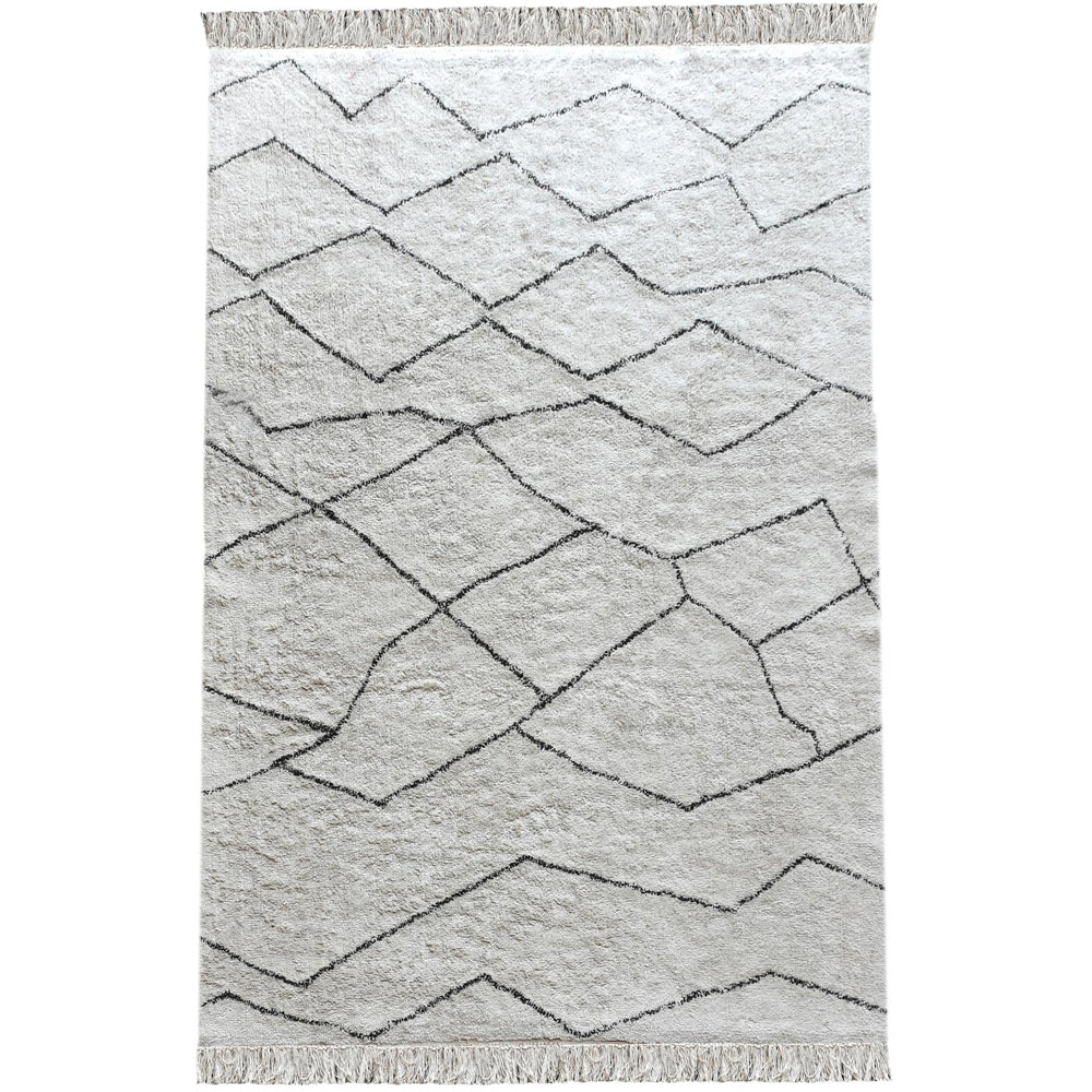 Libra Luxurious Glamour Collection Ahun Table Tufted Ivory Charcoal Pattern Cotton Rug