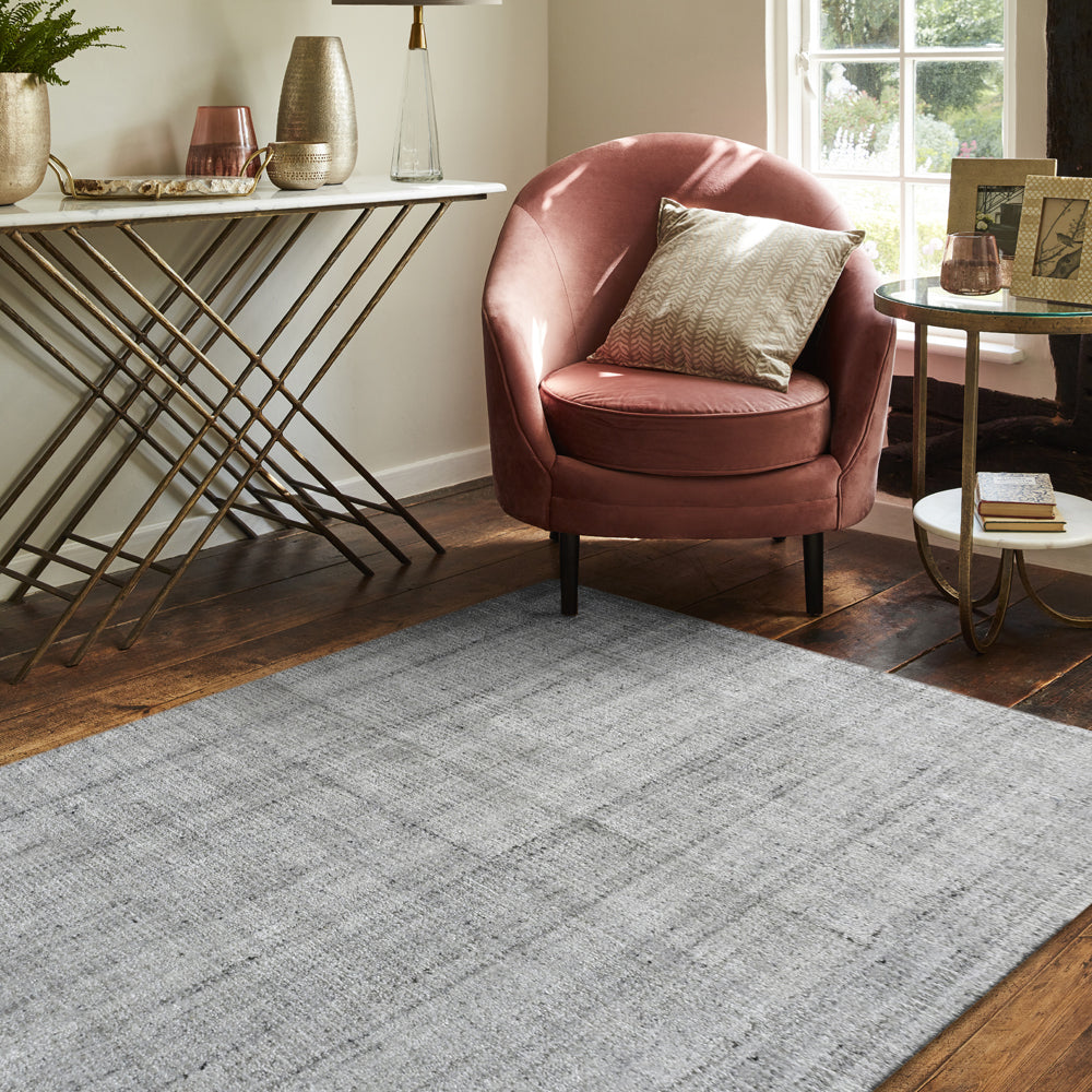 Product photograph of Libra Calm Neutral Collection - Emme Hand Tufted Grey Polyester Rug from Olivia's.