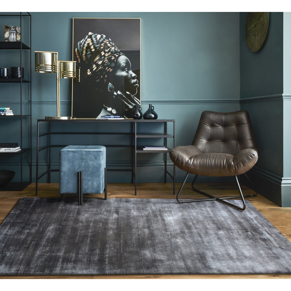 Product photograph of Libra Midnight Mayfair Collection - Noord Hand Woven Graphite Viscose Rug from Olivia's.