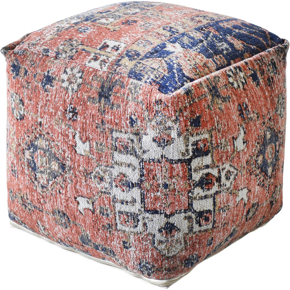 Libra Calm Neutral Collection Gemen Jacquared Woven Multi Colour Cotton Pouffe