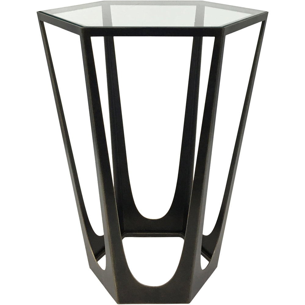 Product photograph of Libra Urban Botanic Collection - Catalan Bronze Gilded With Glass Top Side Table from Olivia's.