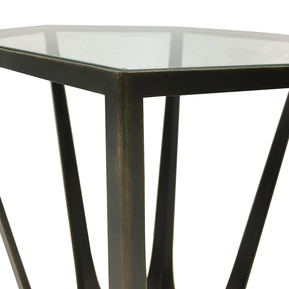 Product photograph of Libra Urban Botanic Collection - Catalan Bronze Gilded With Glass Top Side Table from Olivia's.