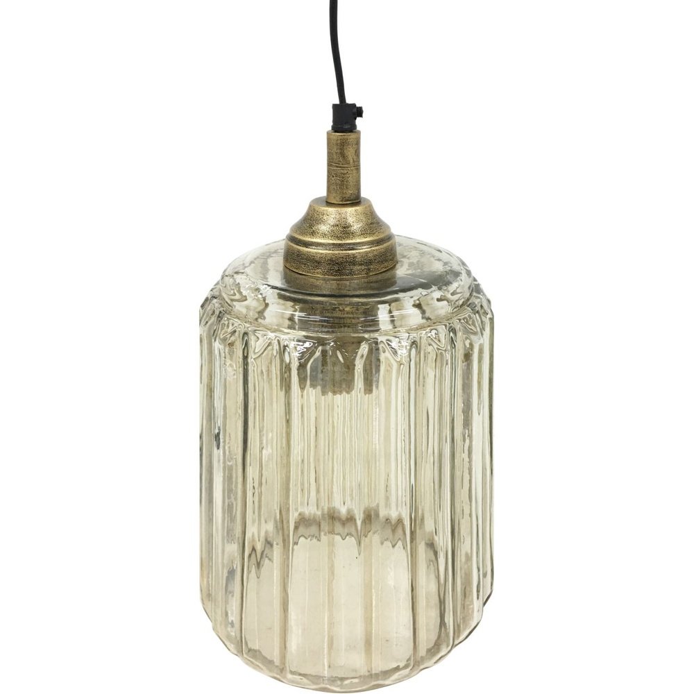 Product photograph of Libra Calm Neutral Collection - Urban Copper Lustre Glass Pendant 32 Cm Height from Olivia's