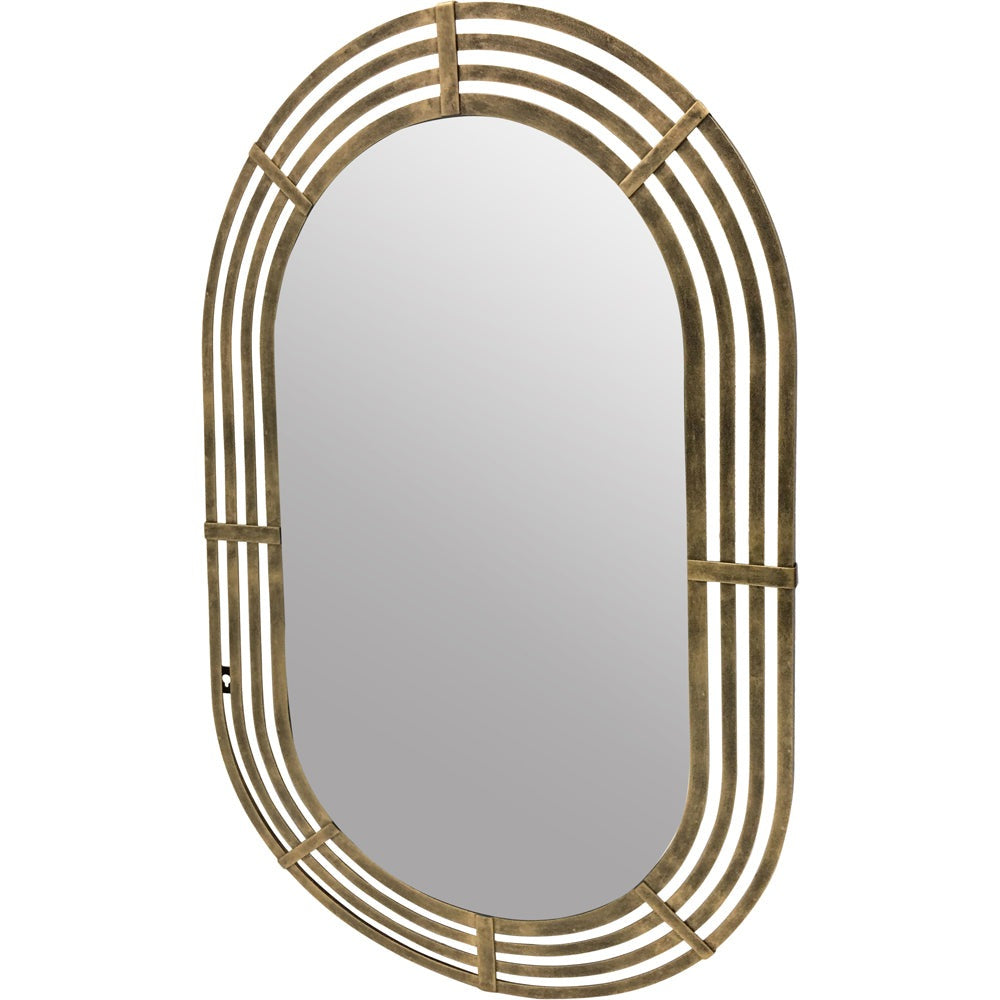 Product photograph of Libra Luxurious Glamour Collection - Lalique Oval Gold Metal Wall Mirror Large from Olivia's.