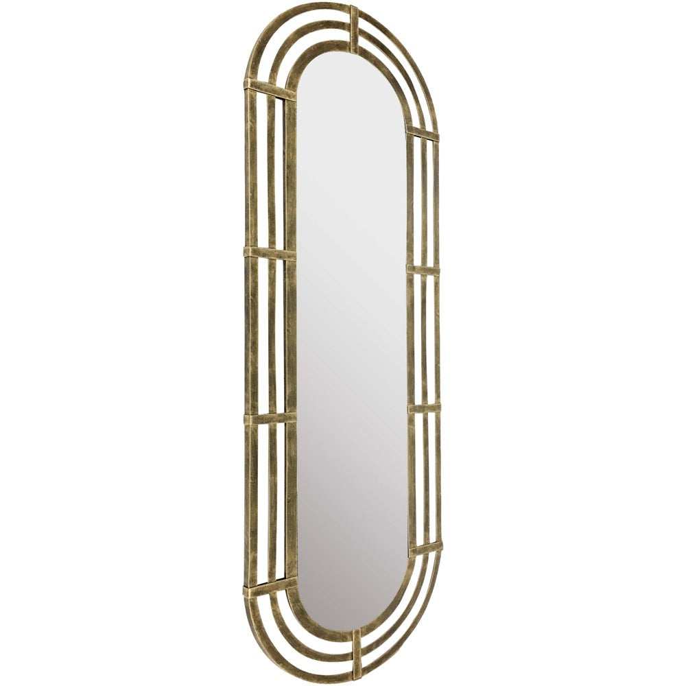 Product photograph of Libra Luxurious Glamour Collection - Lalique Oval Gold Metal Wall Mirror Small from Olivia's.