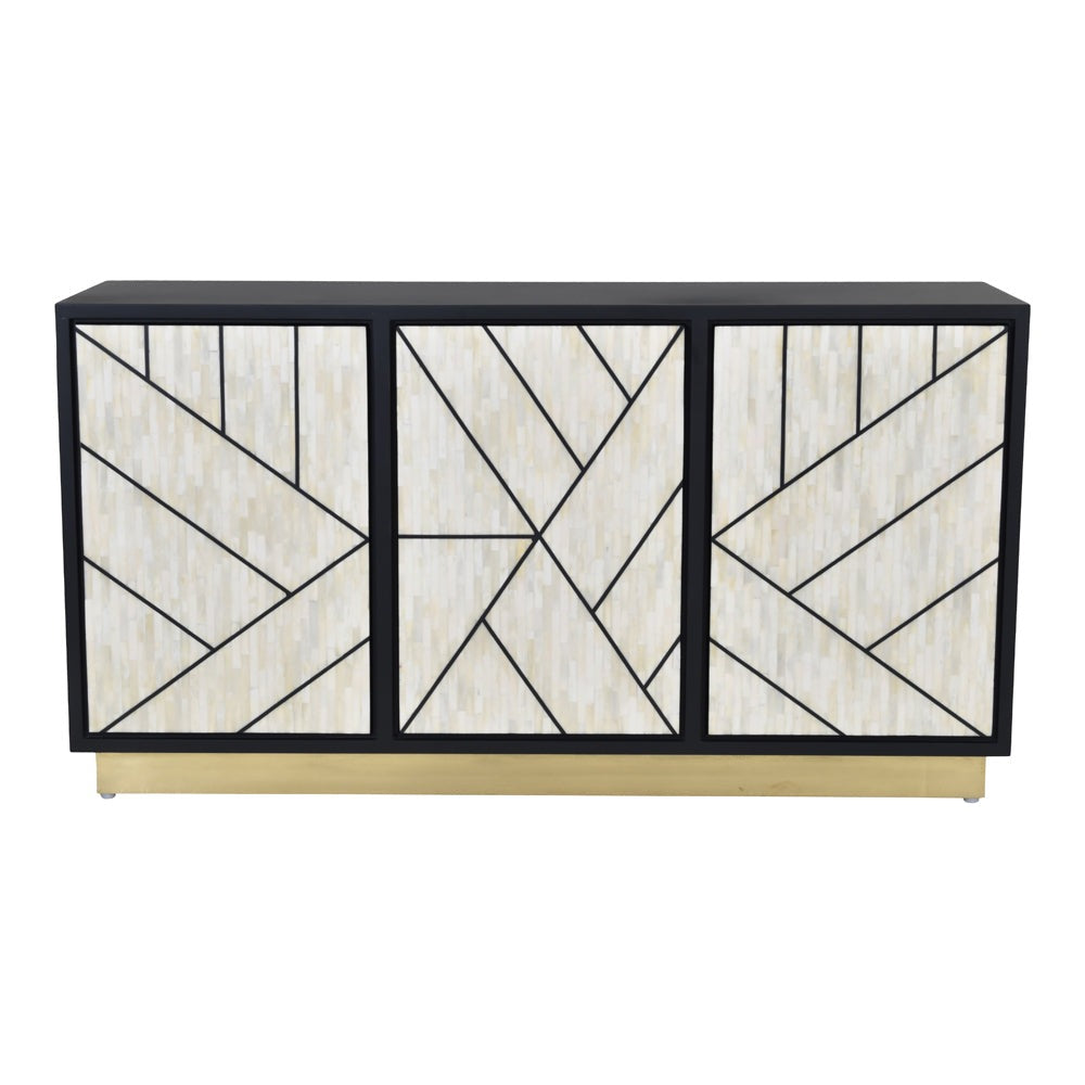 Product photograph of Libra Luxurious Glamour Collection - Credenza Abstract 3 Door Cabinet With Bone Inlay from Olivia's