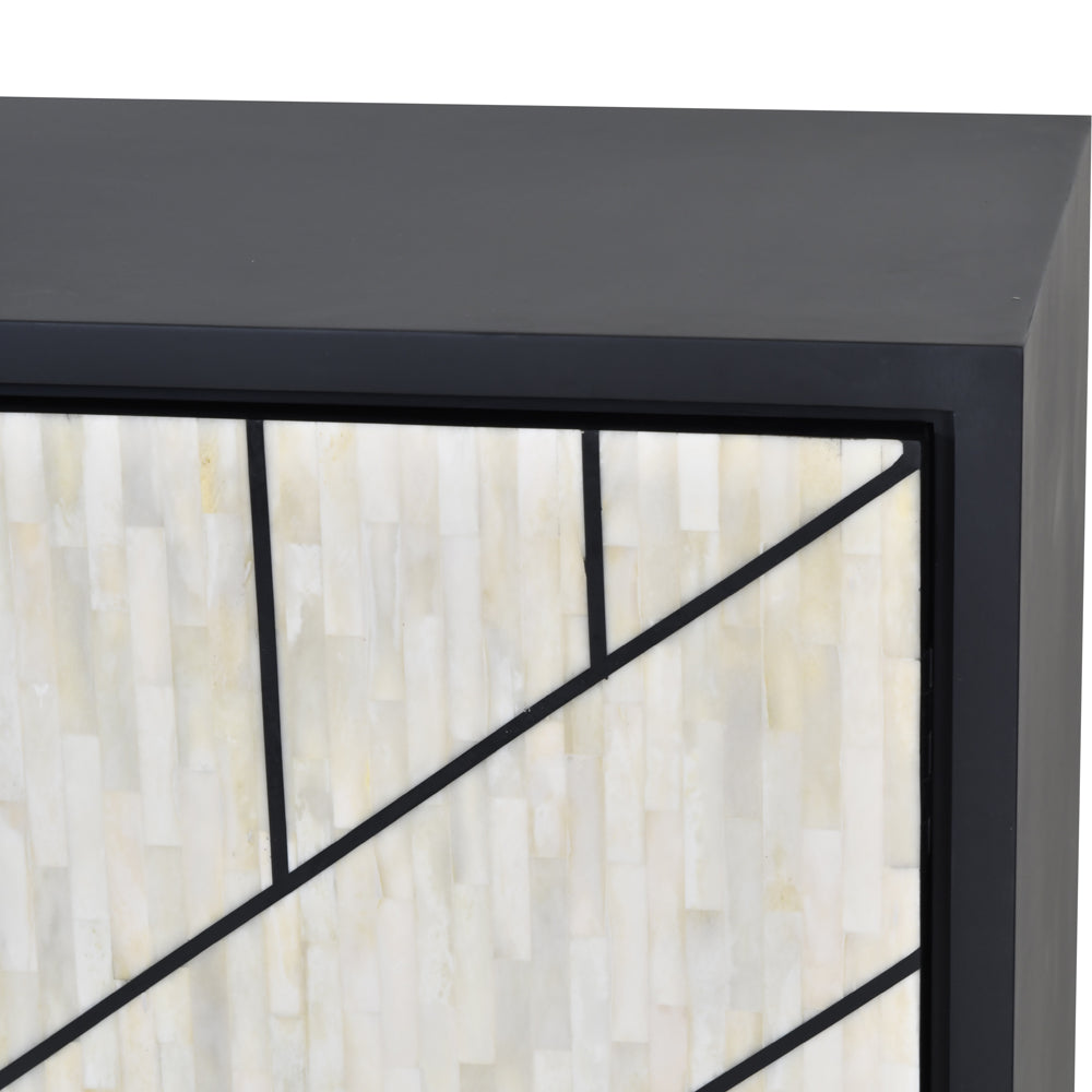 Product photograph of Libra Luxurious Glamour Collection - Credenza Abstract 3 Door Cabinet With Bone Inlay from Olivia's.