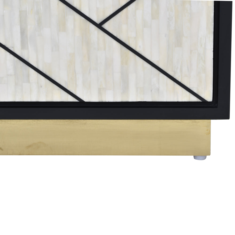 Product photograph of Libra Luxurious Glamour Collection - Credenza Abstract 3 Door Cabinet With Bone Inlay from Olivia's.