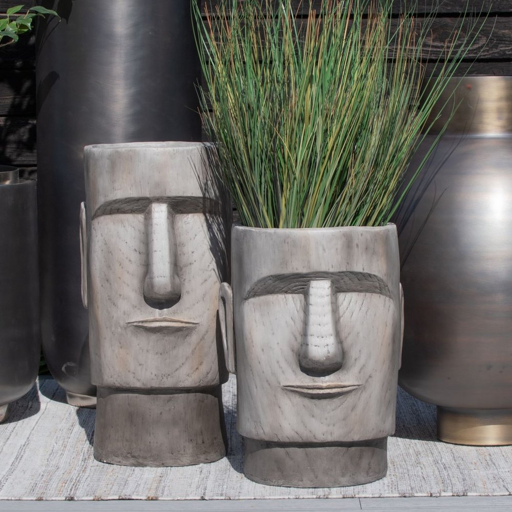 Product photograph of Libra Interiors Large Easter Island Head Planter from Olivia's.