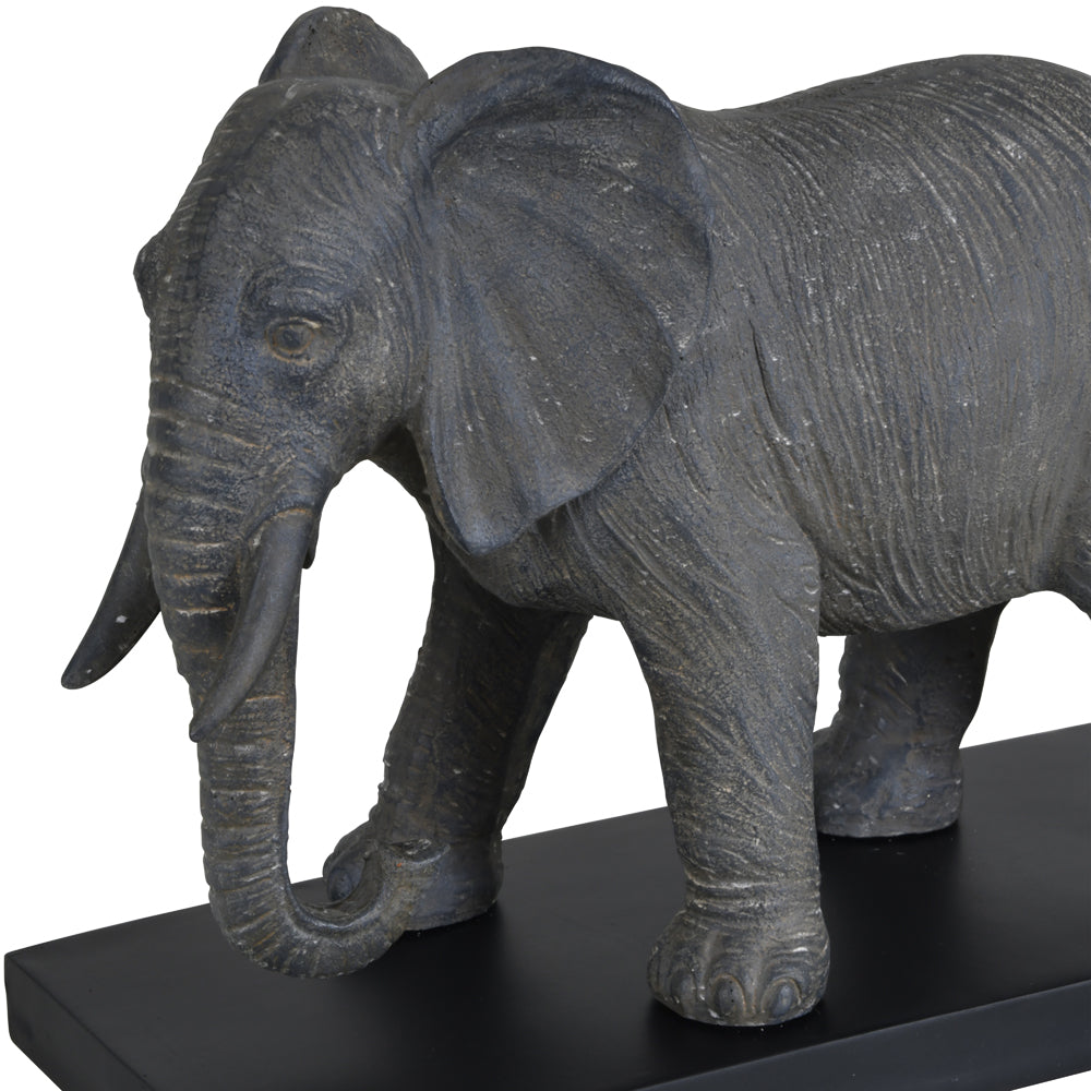 Product photograph of Libra Calm Neutral Collection - Grey Mother And Calf Elephant Resin Sculpture On Black Base from Olivia's.