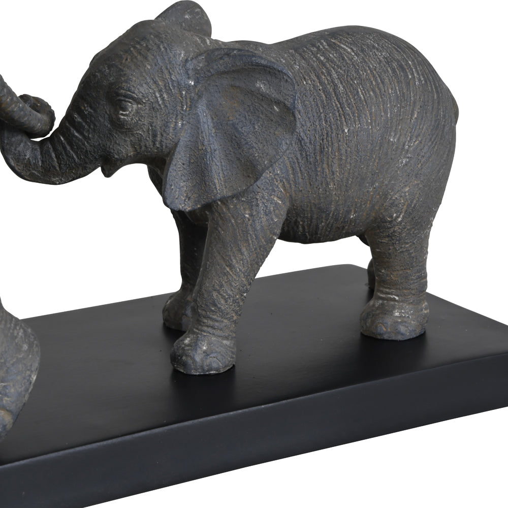 Product photograph of Libra Calm Neutral Collection - Grey Mother And Calf Elephant Resin Sculpture On Black Base from Olivia's.