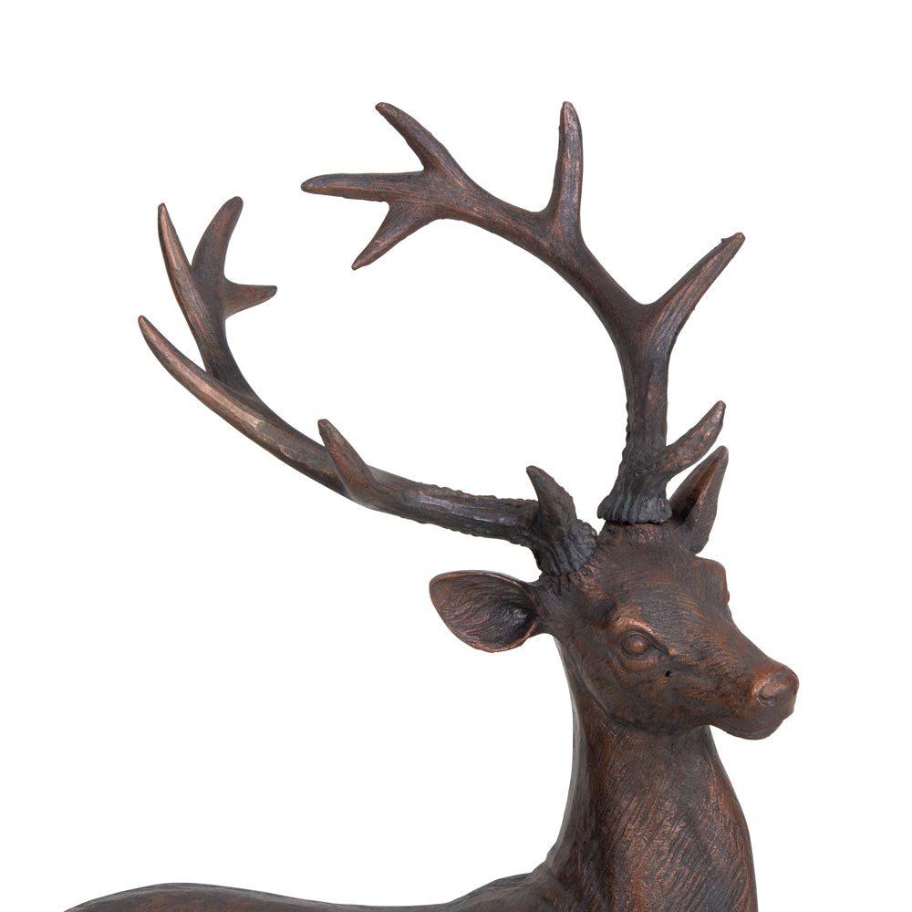 Product photograph of Libra Calm Neutral Collection - Six Pointer Stag On Decorative Ball Resin Sculpture from Olivia's.