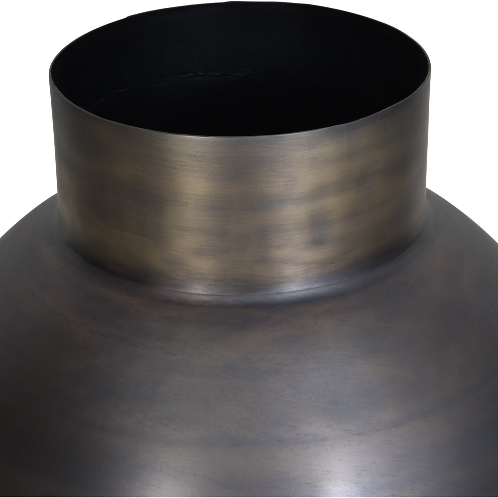 Product photograph of Libra Interiors Arizona Bulbous Burnished Metal Planter With Antique Brass Rim And Base from Olivia's.