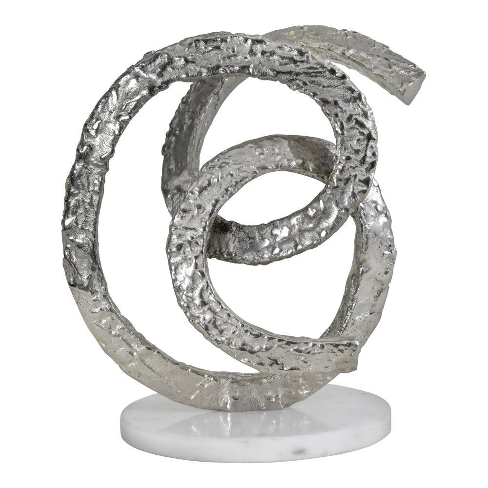 Libra Midnight Mayfair Collection Silver Aluminium Togetherness Sculpture On White Marble Base