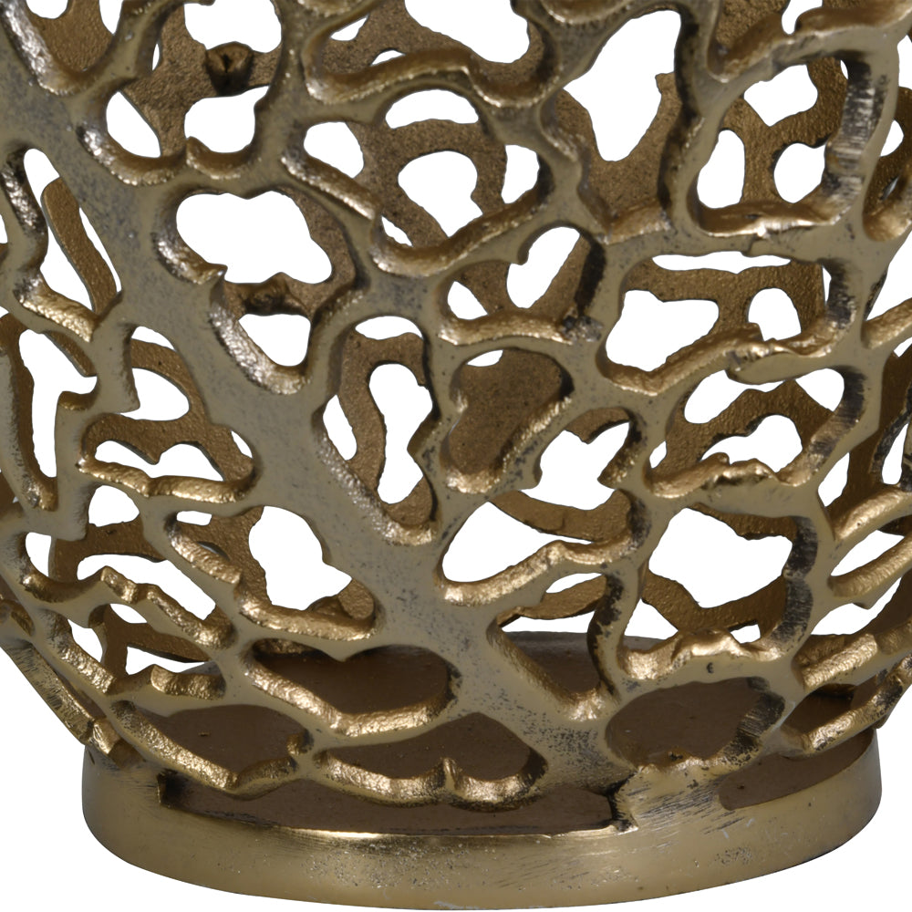 Product photograph of Libra Interiors Aussie Gold Coral Aluminium Barrel Vase from Olivia's.
