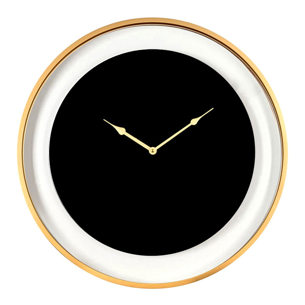 Product photograph of Libra Urban Botanic Collection - Telford Black Round Wall Clock With Matt Gold Detail from Olivia's