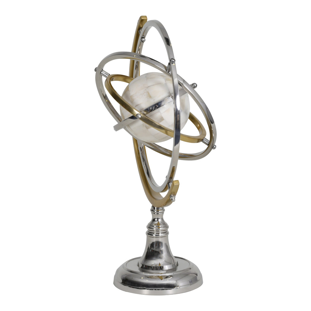 Product photograph of Libra Interiors Colley Stainless Steel Armilliary Sculpture With Bone Globe from Olivia's.