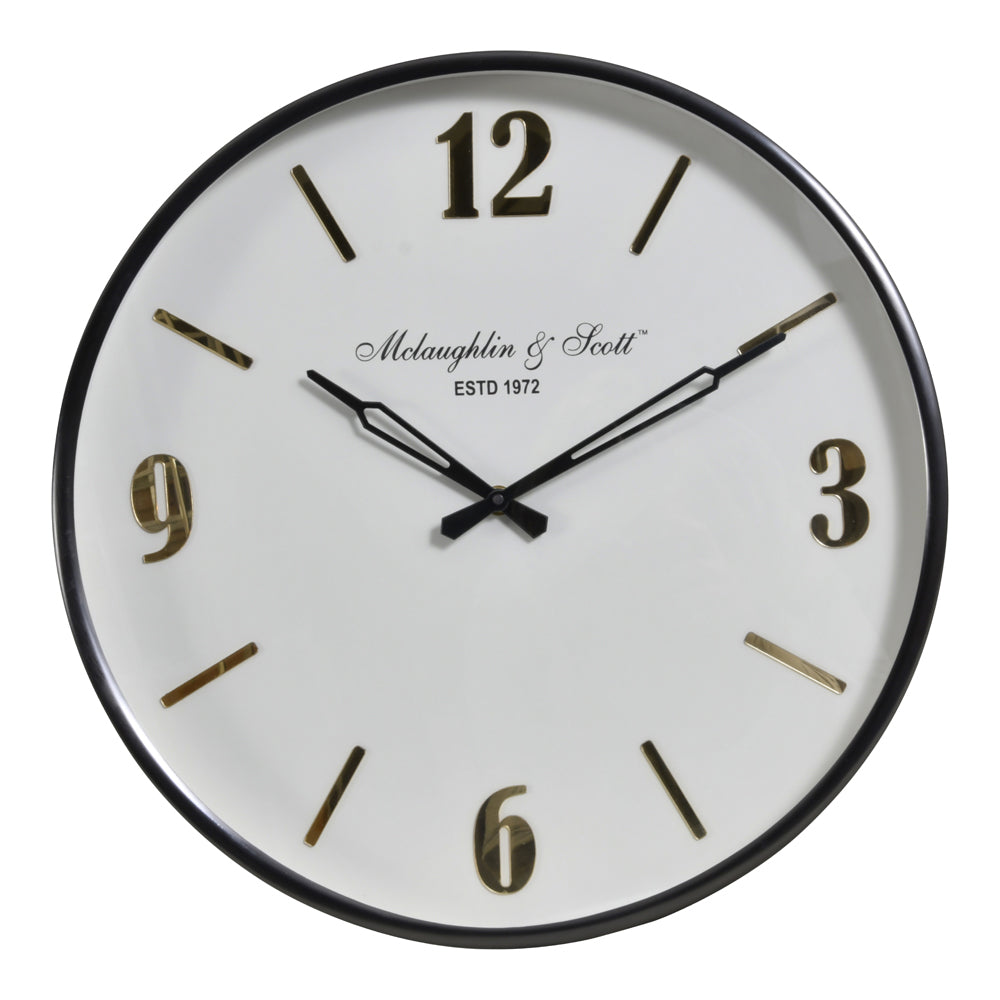 Libra Thompson Black Nickel Wall Clock With Gold Detail