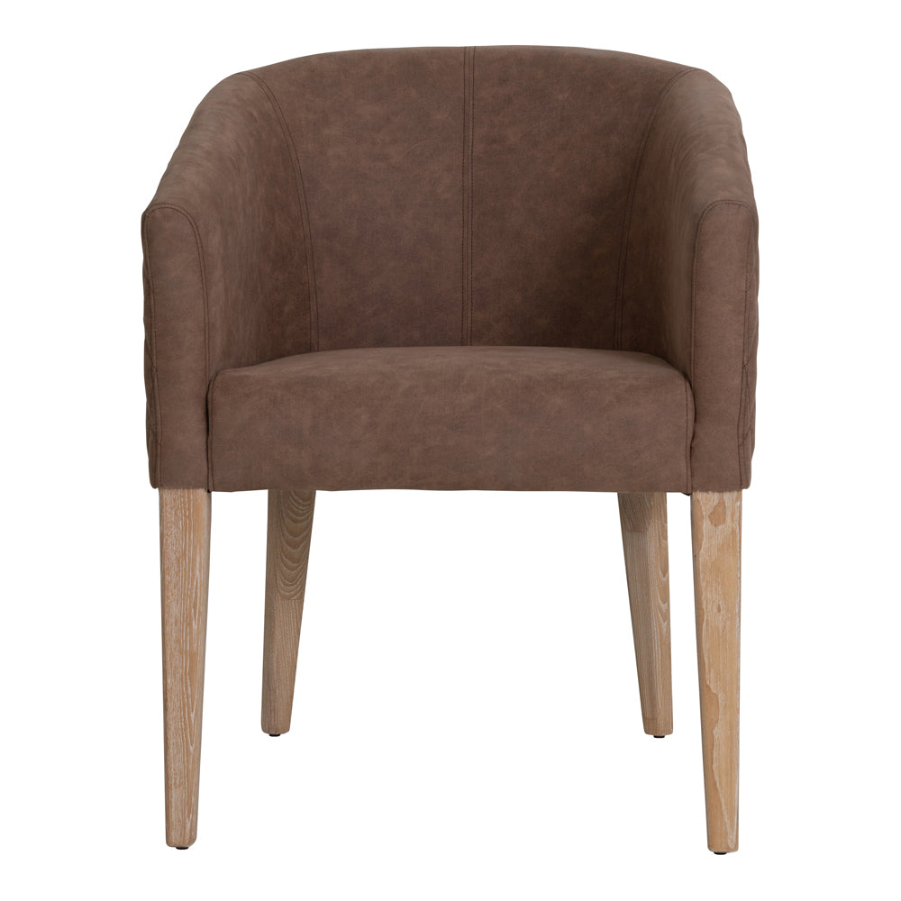 Product photograph of Libra Urban Botanic Collection - York Tan Tub Dining Chair In Faux Leather from Olivia's