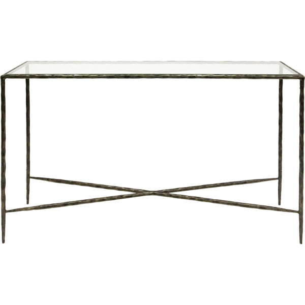 Libra Patterdale Glass Top Console Table Dark Bronze Small