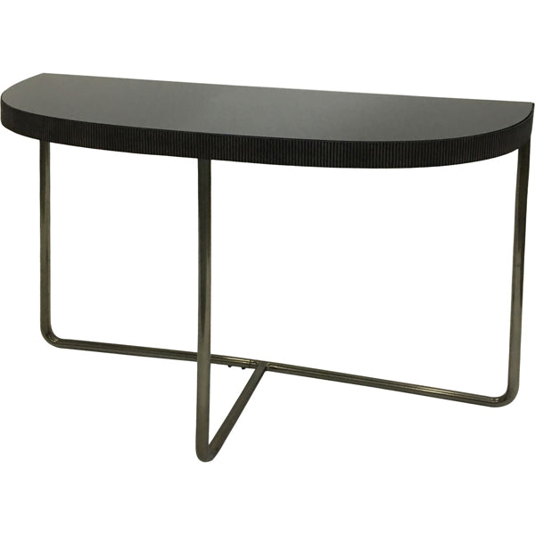 Product photograph of Libra Interiors Knightsbridge Half Moon Console Table Black Tinted Glass from Olivia's.