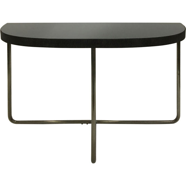 Product photograph of Libra Calm Neutral Collection - Knightsbridge Half Moon Console Table Black Tinted Glass from Olivia's