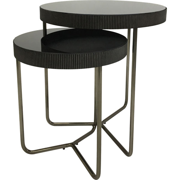 Libra Calm Neutral Collection Set Of 2 Knightsbridge Glass Side Table Black Tinted