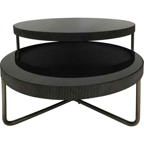 Product photograph of Libra Calm Neutral Collection - Knightsbridge Round Set 0f 2 Coffee Table Black Tinted Glass from Olivia's.