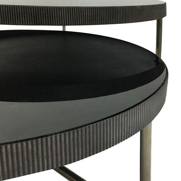 Product photograph of Libra Interiors Knightsbridge Round Set 0f 2 Coffee Table Black Tinted Glass from Olivia's.