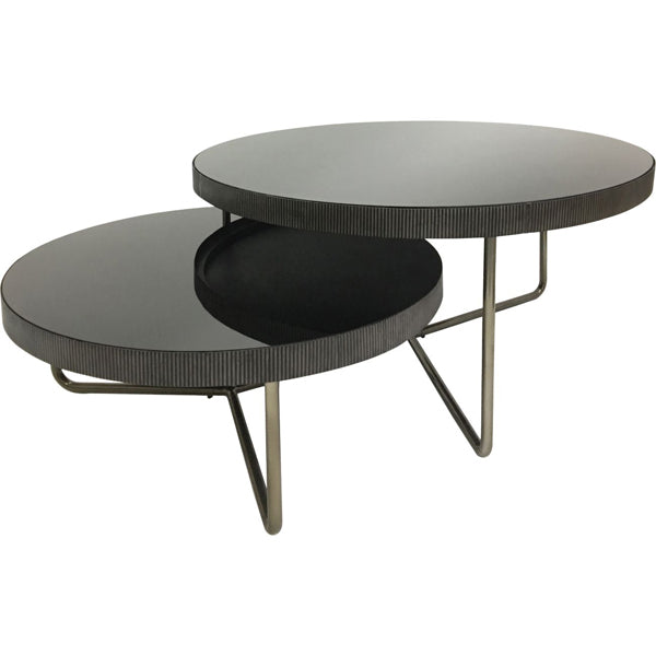 Product photograph of Libra Calm Neutral Collection - Knightsbridge Round Set 0f 2 Coffee Table Black Tinted Glass from Olivia's